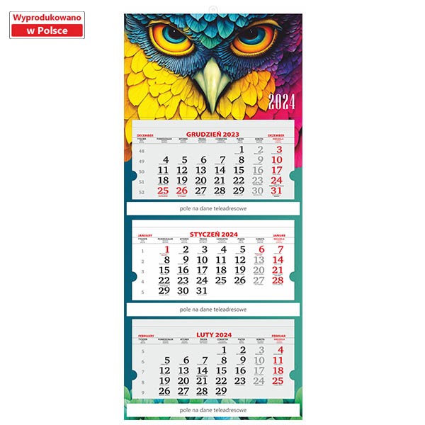 Kalendarz trójdzielny LUX opakowanie kartonowe